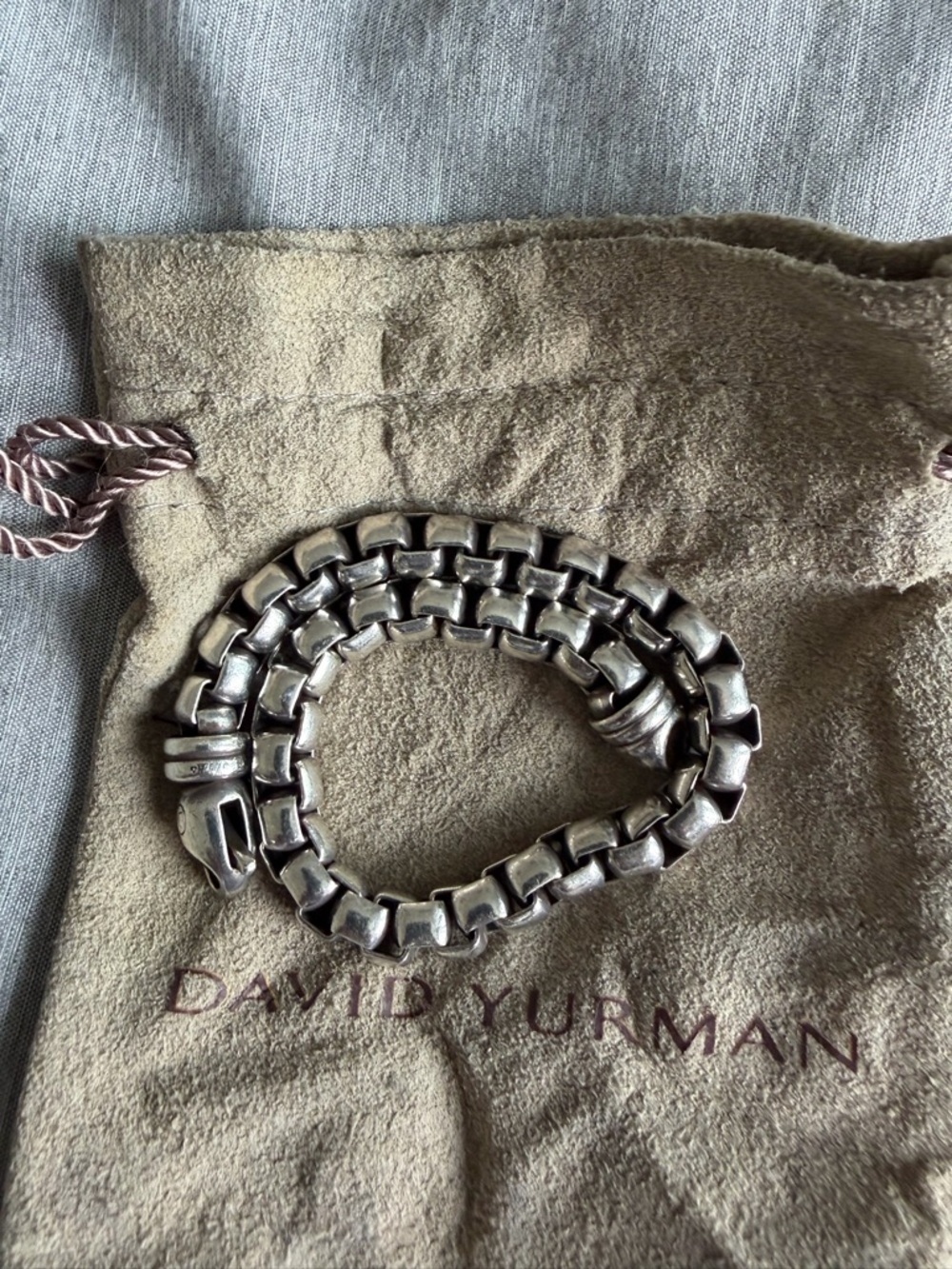 David Yurman Silver Box Link Bracelet 7mm
